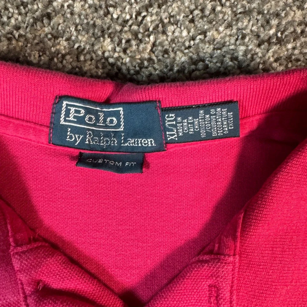 Polo Ralph Lauren Mens XL Pink Custom Fit Short Sleeve Polo Shirt Green Pony